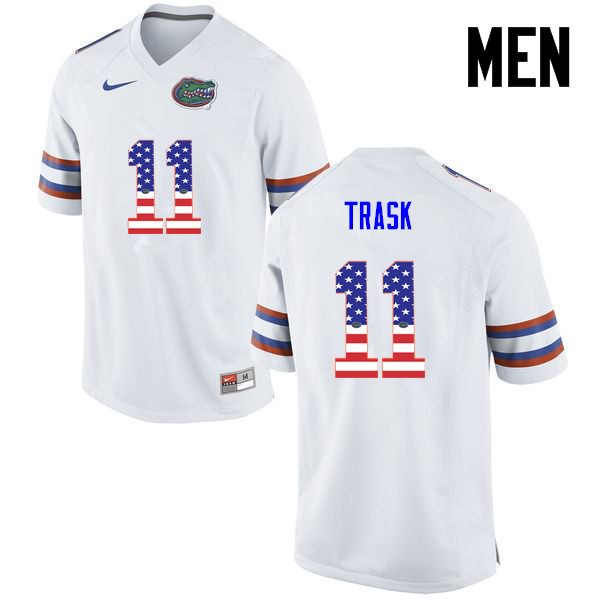 NCAA Florida Gators Kyle Trask Men's #11 USA Flag Fashion Nike White Stitched Authentic College Football Jersey EHD6664ZO